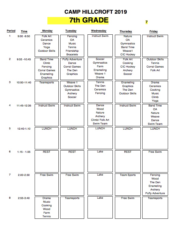 Schedules